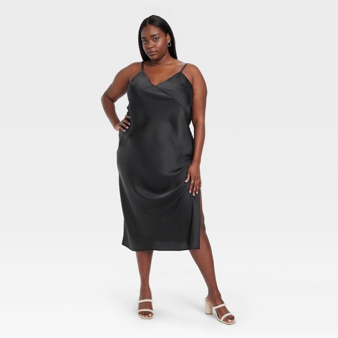 Women's Midi Slip Dress - A New Day™ Black XXL