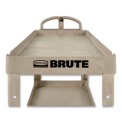 Rubbermaid Commercial Heavy-Duty Utility Cart with Lipped Shelves, Plastic, 2 Shelves, 500 lb Capacity, 25.9" x 45.2" x 32.2", Beige