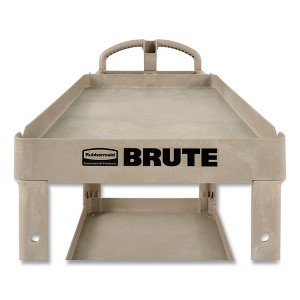 Rubbermaid Commercial Heavy-Duty Utility Cart with Lipped Shelves, Plastic, 2 Shelves, 500 lb Capacity, 25.9" x 45.2" x 32.2", Beige - 1 of 4