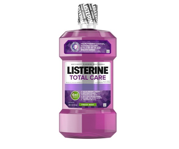 Listerine Total Care Fresh Mint Anticavity Mouthwash To Kill Bad Breath Germs - 1L