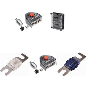 Kicker Warhorse (2) Battery Terminals & HPFD4 Fused Way Distribution Block w/ AFS  80 / 60 Amp Fuse Bundle - 1 of 4