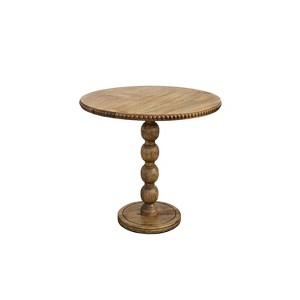 The Urban Port 21" Side End Table Round Top Stacked Ball Post Natural Brown Mango Wood Brown - 1 of 4