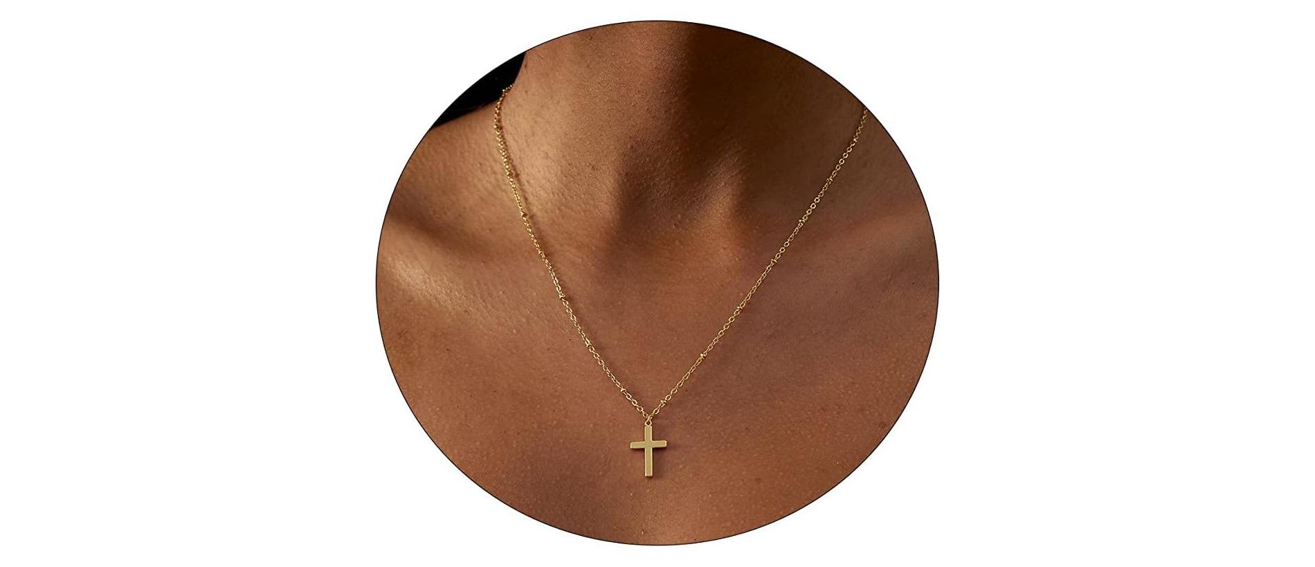 SmallRig Minimalist Sideways Cross Necklace 14K Gold Plated Daily Wear Jewelry