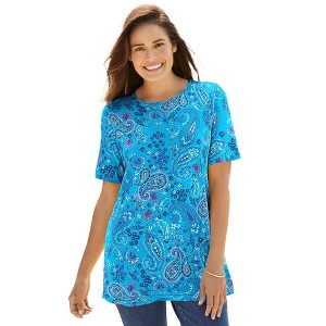 Woman Within Women's Plus Size Perfect Printed Short-Sleeve Crewneck Tee - 1 of 4