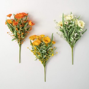 Sullivans Artificial 19" Bright Poppy Grass Bush Set of 3 - 1 of 4