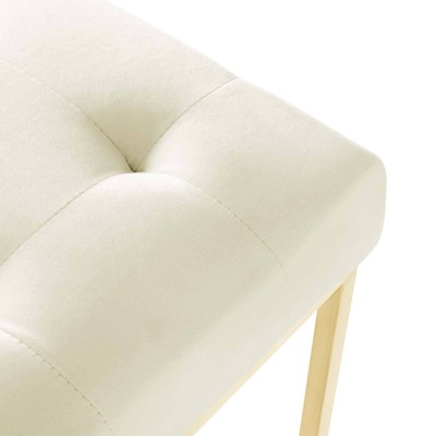 Ivory Velvet Upholstered Dining Chair with Gold Stainless Steel Base
