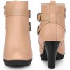 Perphy Women's Platform Side Zip Block Heel Cross Strap Buckle Ankle Boots - 2 of 3