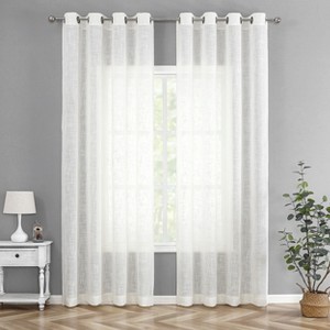 Kate Aurora 2 Pack Semi Sheer Grommet Top Window Curtains - 1 of 3