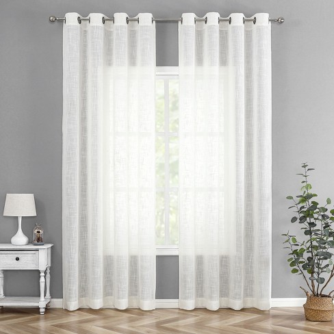 Kate Aurora 2 Pack Semi Sheer Grommet Top Window Curtains : Target