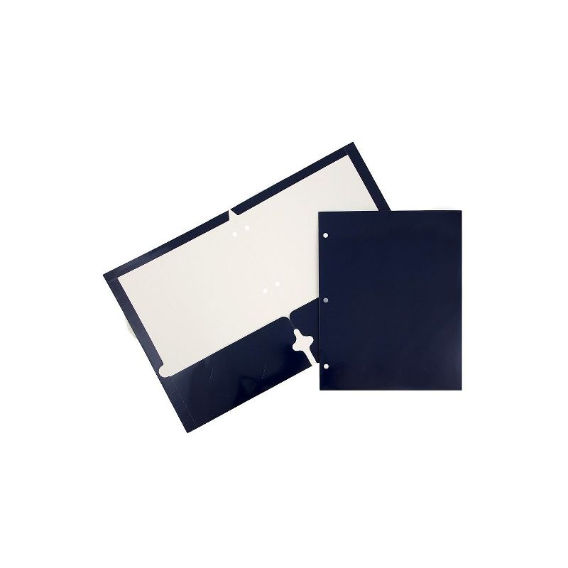 JAM Paper Laminated Glossy 3 Hole Punch Two-Pocket School Folders Navy Blue 385GHPNAC, 1 of 7