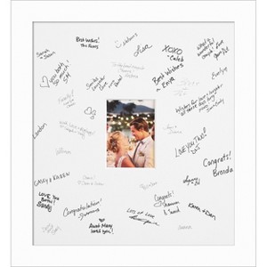 Basic Signature Mat Picture Frame – Guest Book Alternative for Weddings, Graduations, or Retirement – Autograph Photo Mat for Signature Board - 1 of 4