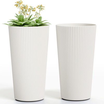 INFURNIC Planters, Outdoor Flower Pot, Tall Planters with Drainage Hole, for gardens, patios, or indoor spaces