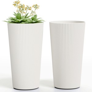 INFURNIC Planters, Outdoor Flower Pot, Tall Planters with Drainage Hole, for gardens, patios, or indoor spaces - 1 of 4