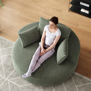 TiramisuBest 55''L Corduroy Chenille Foam Single Swivel Chair, Fluffy Modern Sleeper, 360 Degree Swivel Chair for Living Room, Bedroom - 1 of 4