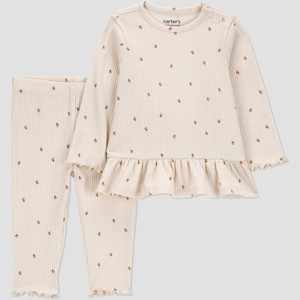 Carter's Just One You® Baby Girls' 2pc Heart Printed Top & Bottom Set - Ivory - 1 of 2