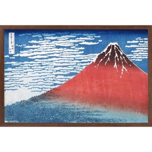Trends International Fine Wind, Clear Morning by Katsushika Hokusai Framed Wall Poster Prints - 1 of 4