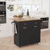 ELECWISH Kitchen Island with Drop Leaf - 2 Storage Drawers, Trash Cabinet, Spice Racks & Locking Wheels - 4 of 4