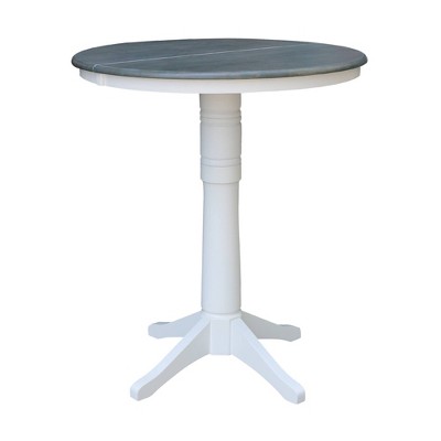 36" Bar Height Morse Round Top Pedestal Drop Leaf Dining Table White