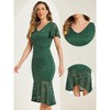 Allegra K Women's Elegant Floral Lace V Neck Ruffle Short Sleeve Mermaid Bodycon Dress - 2 of 4