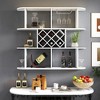 SEVOBAL Wine Racks Large Wall Mounted Three-Tier Rustic Wood Storage with Integrated Glass Holder for Home Bar, White, 47.24"*9.06"*40.75" - 3 of 4