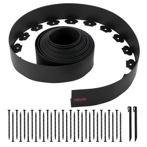 VEVOR Landscape Edging, 33 ft x 4 in Plastic Garden Border Edging with 30 Spikes & 2 Ground Stakes, No Dig, Flexible Lawn Edgings Roll, Black - 1 of 4