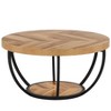 CAVINAS Industrial Style 2-Tier Round Wood Coffee Table with Storage,Accent Center Table for Living Room,Living Room Furniture - 3 of 4
