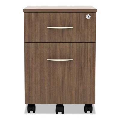 Walnut Woodgrain 25'' Lockable 2-Drawer Mobile File Pedestal