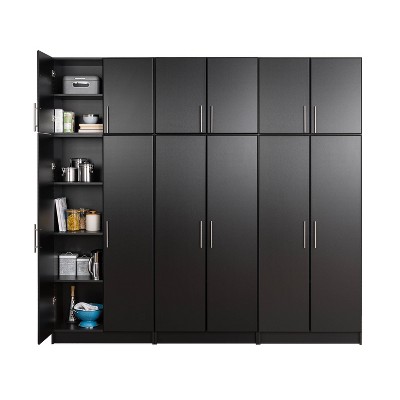 Elite 96" Black Laminated Composite Wood Storage Cabinet Set
