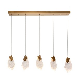 LNC Marvinbell Luxury and Glam Teardrop Integrated LED Crystal Kitchen Island  Lights, Gold ,4.3in/14.5in/37.4in - 1 of 4