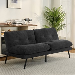 Dyonery 72" Convertible Futon Sofa Bed with 6.7" Thick Removable Cushion & Adjustable Backrest–Plush Terry Cloth Fabric Futon Couch Bed - 1 of 4