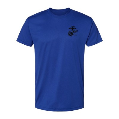 OUTSIDE THE WIRE Leatherneck for Life Royal Left Chest Eagle, Globe, and Anchor Established Performance T-Shirt- Black Logo