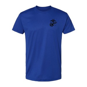 OUTSIDE THE WIRE Leatherneck for Life Royal Left Chest Eagle, Globe, and Anchor Established Performance T-Shirt- Black Logo - 1 of 3