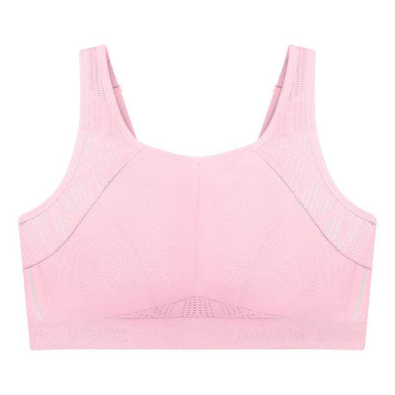 Glamorise Womens No-Sweat Mesh Sports Wirefree Bra 1068 Pink, 4 of 6