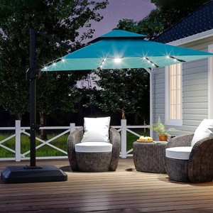 GustoWave 10' x 10' Patio Umbrella with LED Lights and Base for Garden - 1 of 4