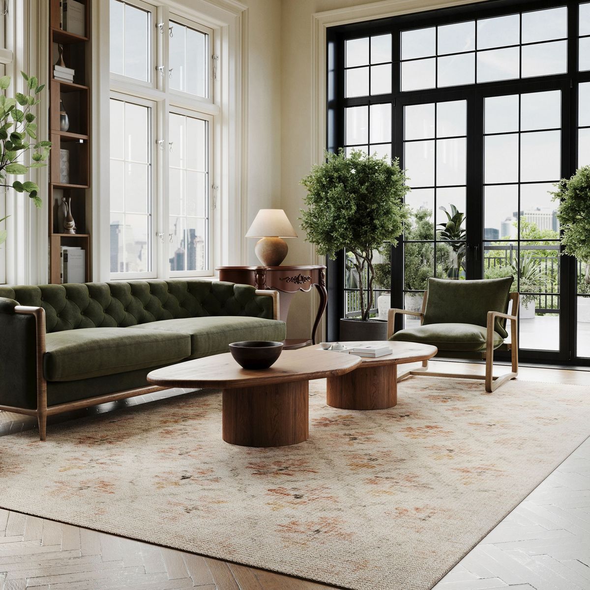 Padma Lakshmi x Rugs USA - Elizabeth Hand-Tufted Vintage Medallion Wool-Blend Rug - thumbnail 2