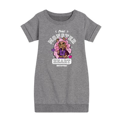 Girls' - Mattel - True Monster At Heart Graphic Short Sleeve Fleece Dress