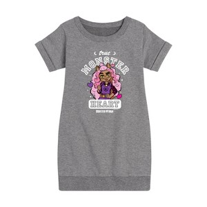 Girls' - Mattel - True Monster At Heart Graphic Short Sleeve Fleece Dress - 1 of 4