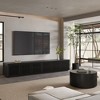POVISON 118" Modern Minimalist Wood TV Stand, Slatted Entertainment Center,Media Console, Black TV Console, Perfect for 85-inch TVs - 3 of 4