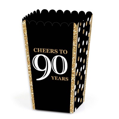 Big Dot of Happiness Adult 90th Birthday - Gold - Birthday Party Favor Popcorn Treat Boxes - Set of 12