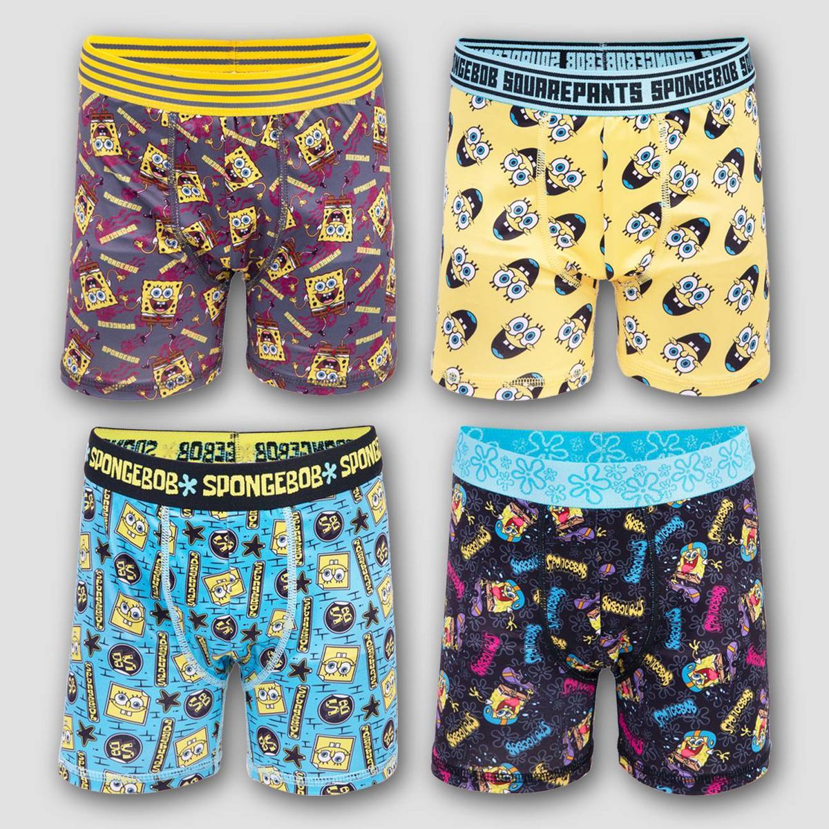 Boys' SpongeBob SquarePants 4pk Athletic Boxer Briefs
