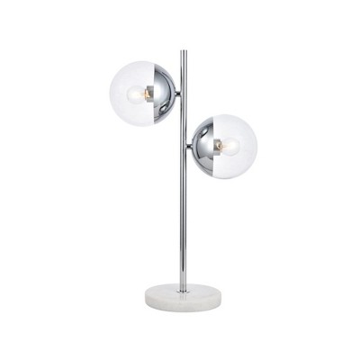 Elegant Lighting Eclipse 2 Lights Chrome Table Lamp With Clear Glass