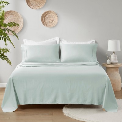 Elegant Solid Organic Cotton Sateen Sheet Set, All Season Bedding Set, Cozy Home Textile for Lux Bedroom Decor