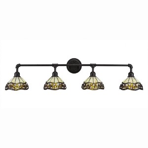 Toltec Lighting Vintage 4 - Light Vanity in  Dark Granite with 7'' Roman Jewel Art Glass Shade - 1 of 1