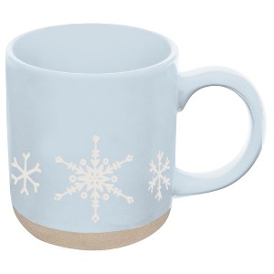 Snowflakes 14oz. Blue Stoneware Coffee Mug - 1 of 4