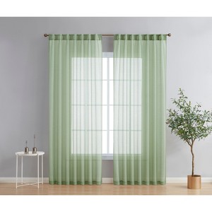 HLC.ME Lauren Semi Sheer Light Filtering Transparent Pocket Top & Back Tab Lightweight Window Curtain Panels, Set of 2 - 1 of 4