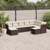 vidaXL 9 Piece Patio Sofa Set with Cushions - Brown and Cream Without Table - 2 of 4