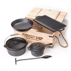 Lehman's Prospector's Iron Cookware Camping Dutch Oven Set 8 Pieces Wood Box - 1 of 3