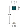 360 Lighting Abba Modern Floor Lamp Standing 66" Tall Brushed Nickel Silver Metal Satin Teal Blue Drum Shade for Living Room Bedroom Office House Home - 3 of 3