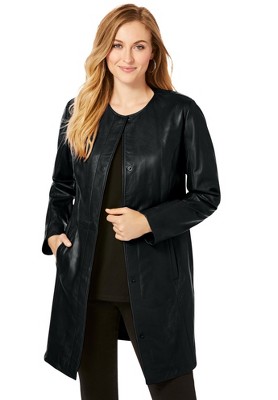 Jessica London Women's Plus Size Three-Quarter Leather Jacket