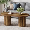 Tribesigns Oval Fluted Coffee Table, 47.2" Farmhouse Wooden Center Table with Cylindrical Legs for Living Room, Office, Rustic Brown - 3 of 4